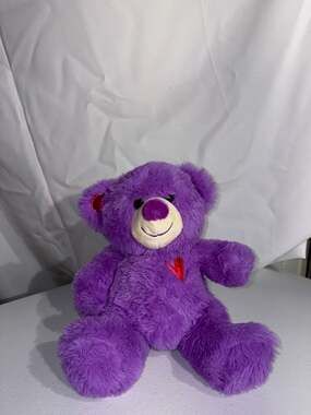 First & Main Luv Ya Bear Purple Plush Teddy Bear with Red Heart